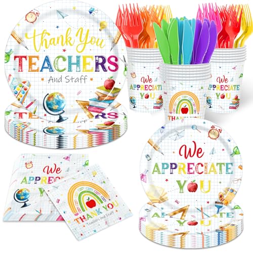 Teacher Appreciation Decorations Tableware Teacher Appreciation Plates and Napkins Thank You Teachers and Staff Plates and We Appreciate You Napkins for Teachers Staffs Appreciation Week