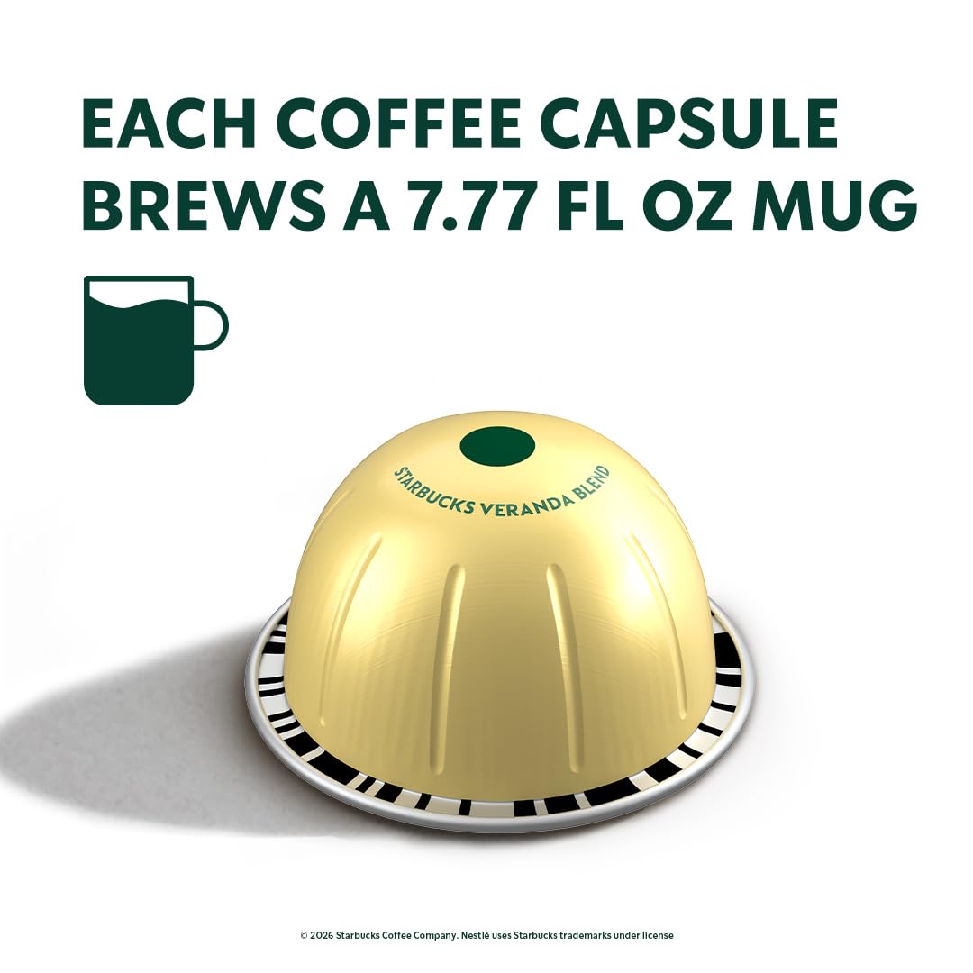 Starbucks by Nespresso Vertuo, Veranda Blend, Blonde Roast Coffee, 30-count Coffee Pods, Brews 7.8 oz.