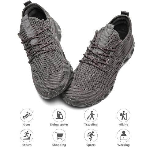 Image of Tvtaop Sneakers for Womens Non Slip Walking Tennis Shoes Grey Size 8.5 | Lightweight Running Workout Gym Shoes|Comfort Daily Walking and Long-term Standing|Mesh Upper|Breathable