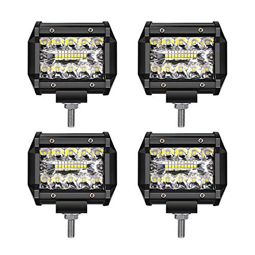 TURBOSII 4Pcs 4Inch Spot Beam 18W Led Work Light Bar Pods Cube Driving