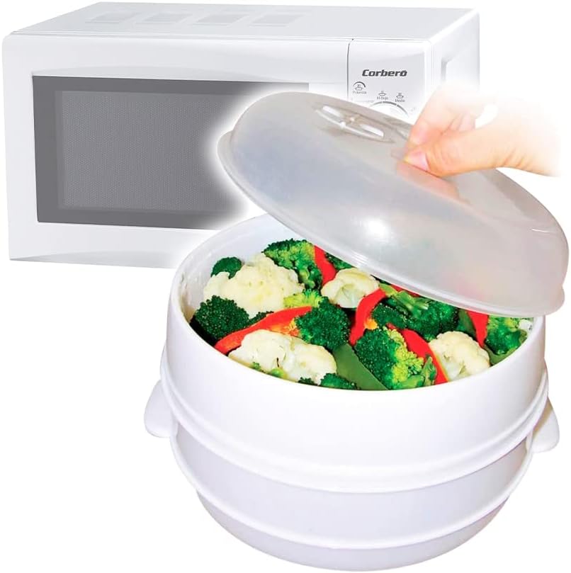 BCM Vaporera Olla Vapor para Microondas Recipiente Cocina Vapor Comida Sana Sin Grasa Verduras Pescados Carnes BN5467