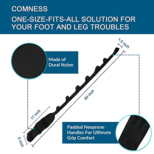 Komzer Foot Stretcher Belt, Foot Stretcher Stretch Strap For Plantar Fasciitis, Heel Spurs, Foot Drop, Achilles Tendonitis & Hamstring. Yoga Foot & Leg Stretch Strap (Black) #TOP4
