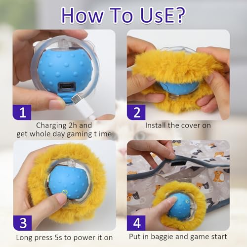 Giociv L06001 Interactive Cat Toys Ball Fast Rolling In Pouch thumb #3