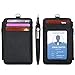 Leamekor ID Badge Holder with Neck Lanyard PU Leather ID Badge Wallet Case with 1 ID Window, 4 Card Slots, 1 Side Zipper Pocket