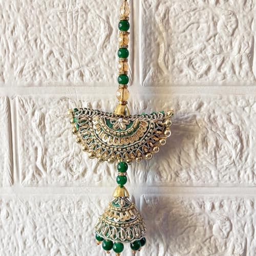 Image of Adikala Craft Store Handmade Ethnic Latkan Tassel Set of 2 for Saree Pallu, Blouse, Suits, Dupatta, Lehenga Decor | Ethnic Saree Pallu, Blouse, Suit, Dupatta & Lehenga Decoration (Green Pearl)