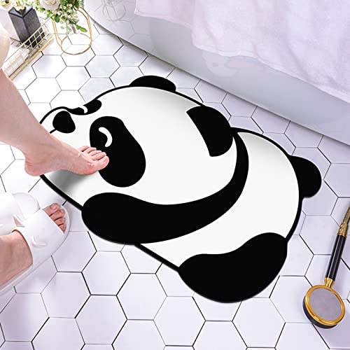 QSDGFH Tapis de bain antidérapant mignon motif panda - 39,9 x 59,9 cm - Séchage rapide - Absorbant - Avec semelle en caoutchouc