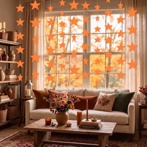 Image of Patelai Star Garland, Orange, 130 Feet