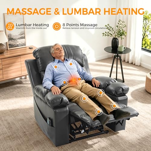 Image of FUNECORP Power Lift Recliner Chair Triple Motor with Vibration Massage | with Vibration Massage and Lumbar Heating, Adjustable Headrest for Elderly People, Faux Leather