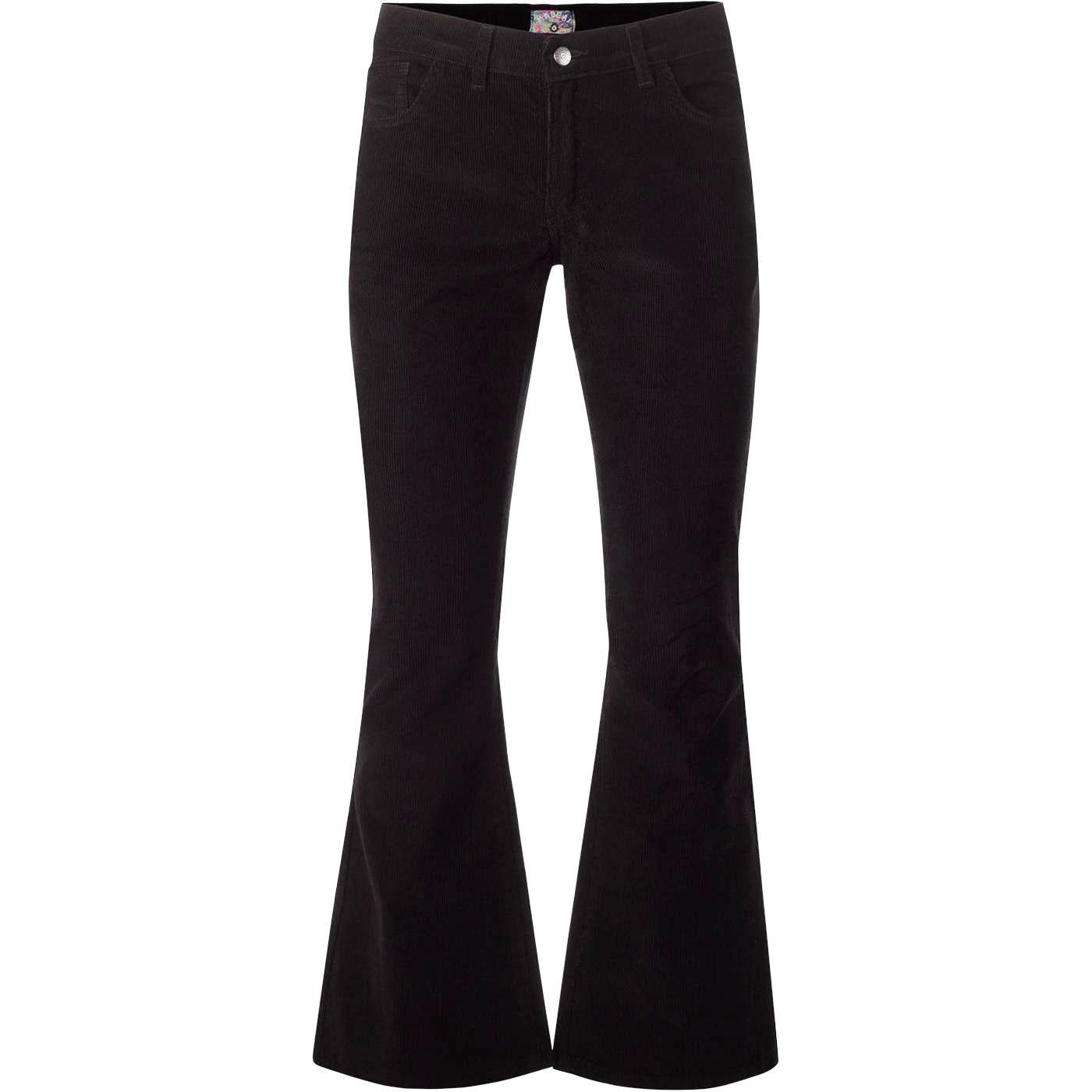 Madcap England Men's Black Retro Mod 60S 70S Flared Cord Flares Jeans Trousers Bootcut Bell Bottoms Killer Mc296 (Uk, Waist & Inseam, 34, 32, )