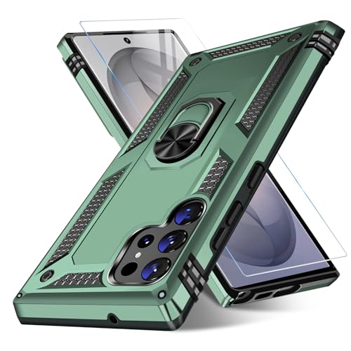Image of for Samsung Galaxy S26 Ultra Case with Screen Protector, Heavy Duty Military Grade Shockproof Rugged Protective Cover for Samsung S26 Ultra Phone Case with Metal Ring Magnetic Kickstand (Green)