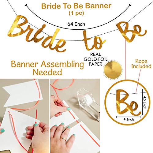 Image of Party Propz Golden Bride to Be Decoration Kit - 10pcs With Bride to Be Banner (cardstock) | Confetti Balloons and Fairy Light | Bridal Shower Decorations Items | Bride to Be Decoration Set Combo