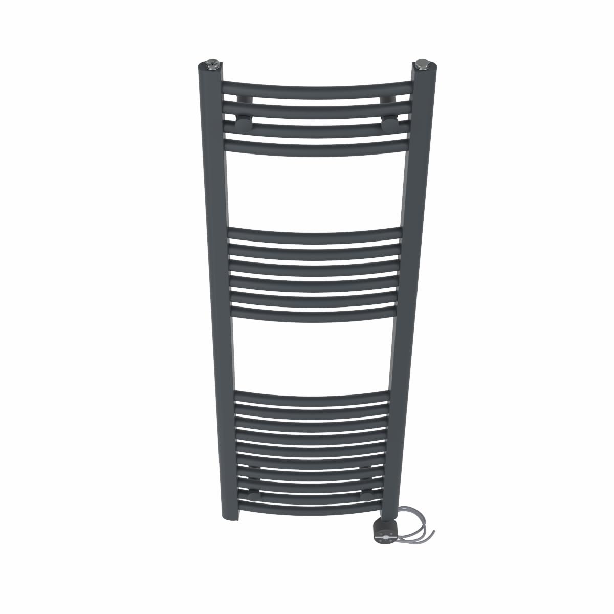 NRG Prefilled Curved Electric Heated Towel Rail Radiator Anthracite Thermostatic Bathroom Warmer with Touch Screen Display 1200x400mm - 600W