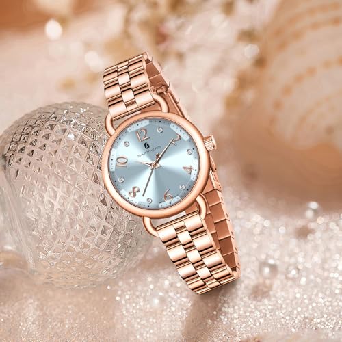 Image of Sapphero Ladies Watch Easy to Read Wristwatch, Women's Quartz Watch with Stainless Steel Strap, 5 ATM Waterproof, Classic Elegance Women Business Waterproof Watch