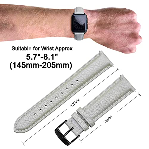 Image of ANNEFIT Watch Band 22mm, Quick Release Textured Padded Leather Straps with Black Buckle for Men and Women (Silver)
