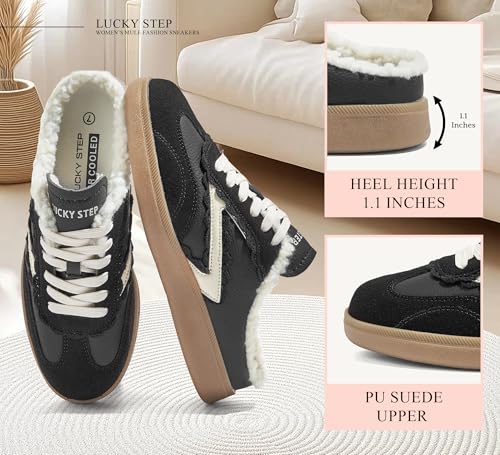 LUCKY STEP Women’s Mule Fashion Sneakers Slip On Backless Walking Shoes Winter Retro Comfy Casual Sneaker4