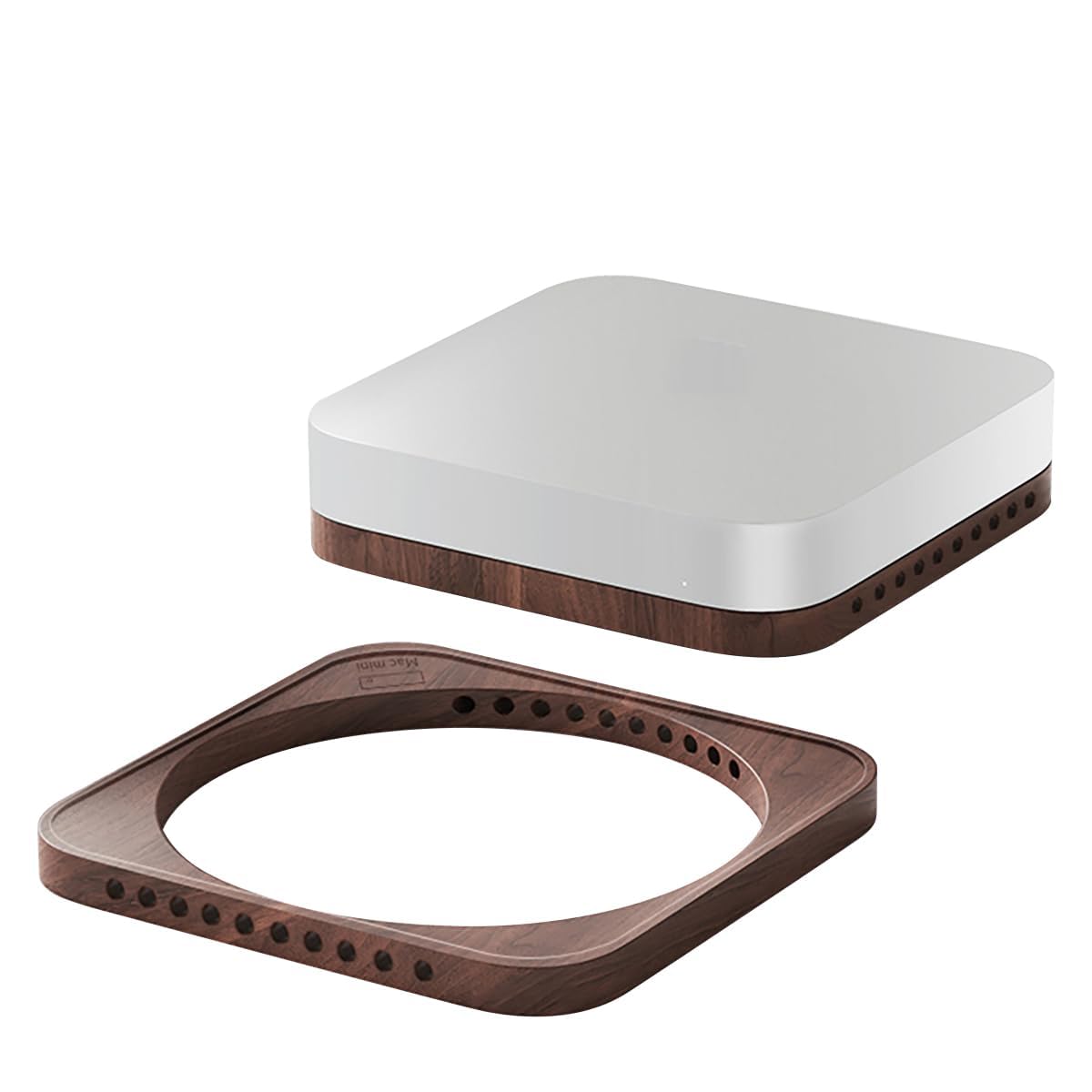 TERRIFI Black Walnut Desktop Stand for Mac Mini and Studio, Heat Dissipation and Dust Proof Base, Cooling Mount for M1 M2 Host Accessories