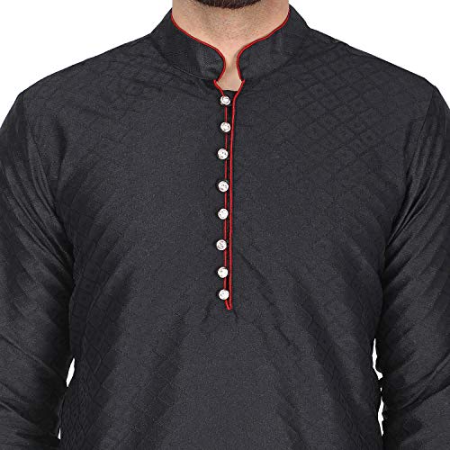 Image of SKAVIJ Men's Art Silk Woven Design Kurta Pajama Set Festive Jacquard 2-Piece Ethnic Dress