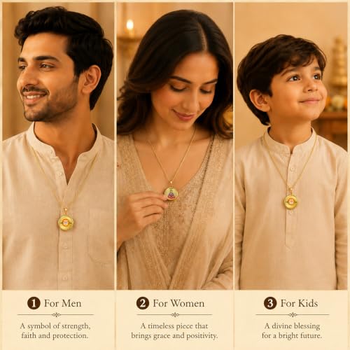Image of DIVINITI 24K Gold Plated Double-Sided Religious Pendant with Premium Gift Box, Spiritual Locket for Men & Women, Devotional Jewellery for Gifting & Everyday Wear