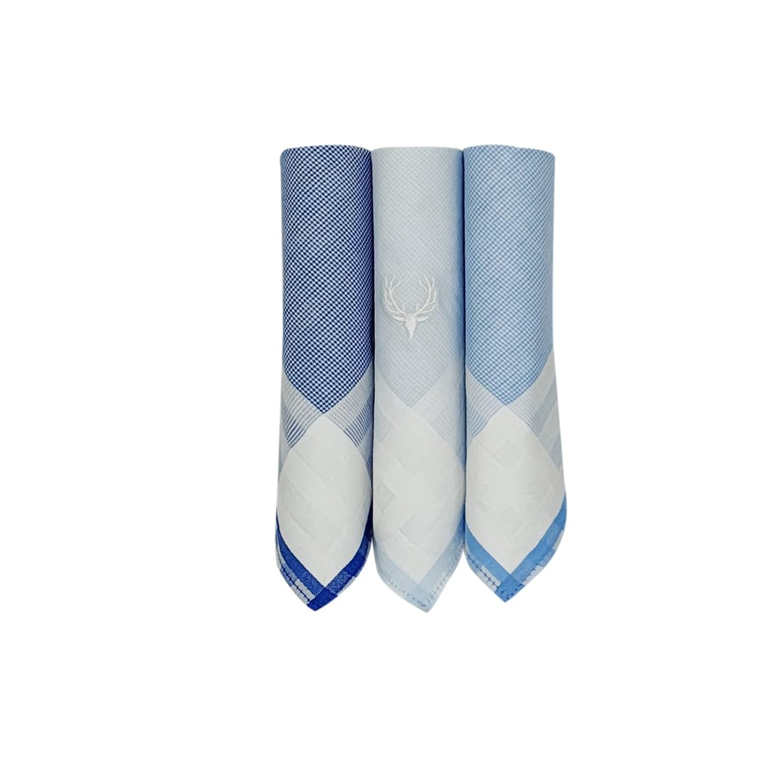 Men's Cotton Pastel Handkerchief (Pack Of 3) Blue, White
