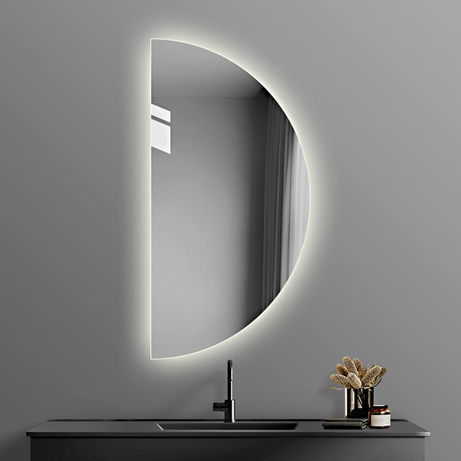 Lustro łazienkowe z podświetleniem LED, z przełącznikiem przeciwmgielnym i dotykowym, nowoczesne półlustro 100 x 50 cm, idealne do dekoracji i oświetlenia Ele Design