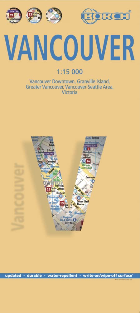 Vancouver / Granville Island / Victoria: Vancouver Downtown, Granville Island, Greater Vancouver, Vancouver-Seattle Area, Victoria (Borch Map)