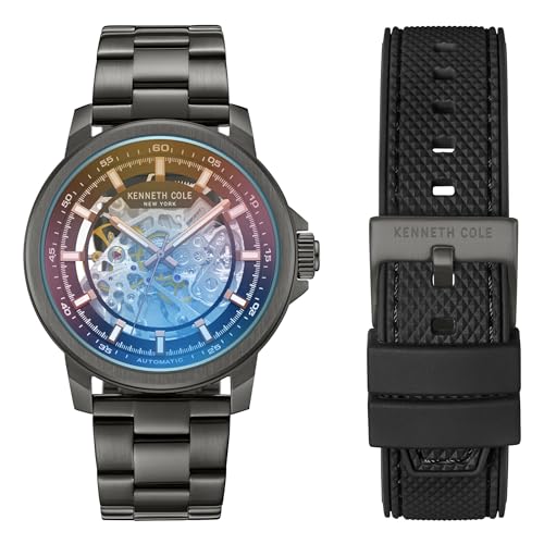 Image of Kenneth Cole Automatic Grey Dial Grey Stainless Steel Strap Watch for Men - KCWGY2104110MN