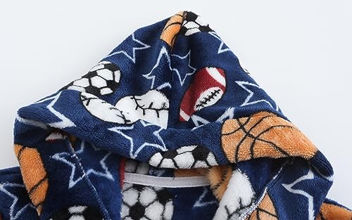 Image of Kids Hooded Bathrobe Girls Soft Plush Hooded Flannel Pajamas Sleepwear Boys Spa Robe