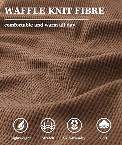 Henley Long Sleeve Shirts for Men Waffle Thermal Fashion Casual Tee Shirt Three Button Pullover with Pocket4