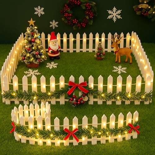 GWAEPU Weihnachten Miniatur Zaun Holzzaun: 2 Stück Mini Gartenzaun...
