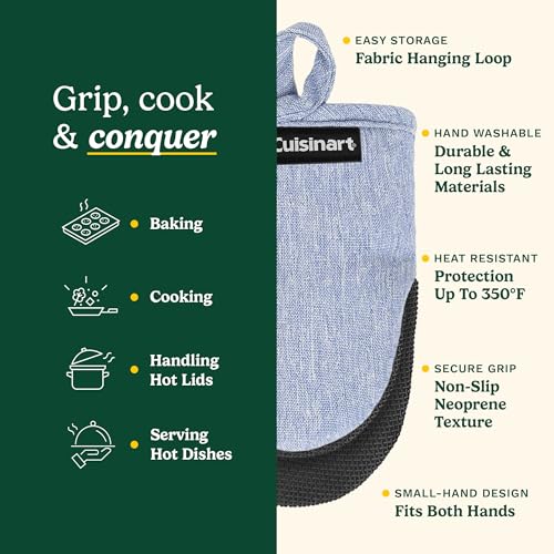 Image of Cuisinart Mini Oven Mitts, 2-Pack, Neoprene Grip, Heat Resistant 350F