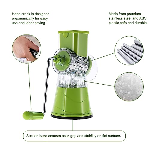 Rallador giratorio manual de acero inoxidable con 3 tambores miniatura 3