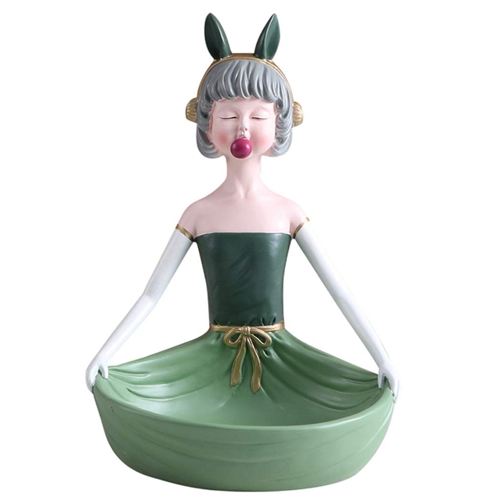 YXCKG Valet Tray Coffee Table Tray Creative Girl Storage Tray, Decorative Bowl for Keys, Jewelry Coin Watches Sundries, Gift for Her Girl Lover Women Girlfriend Ladies (Color : Green, Size : Type A)