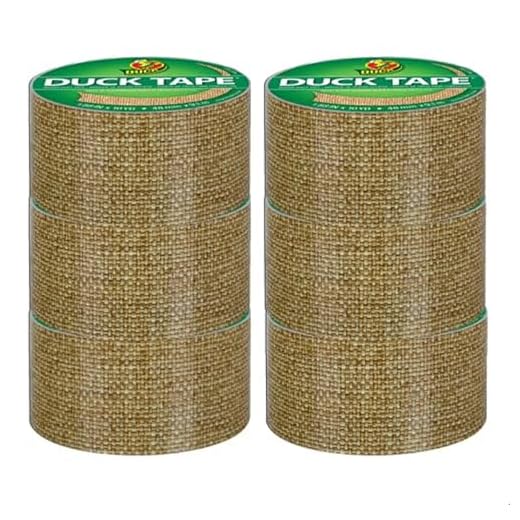 Duck Brand Duck Printed Duct Tape, 6-Roll, Burlap (283713_C)