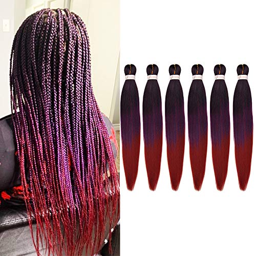 MYCHANSON 6packs Pre Stretched Braiding Hair Pre Stretched Braiding Hair Itch Free Synthetic Ombre Color Professional Br