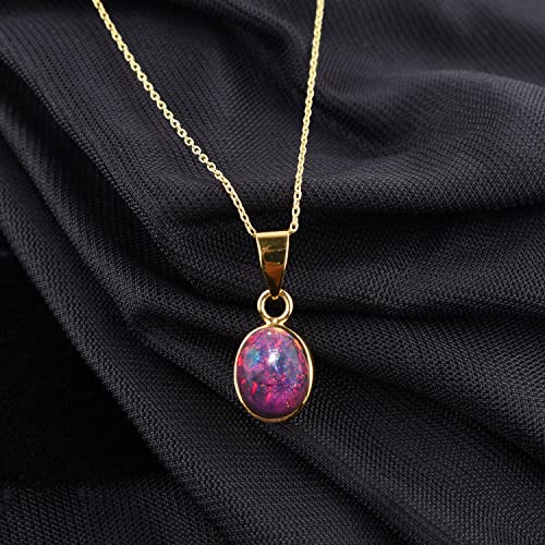 14K Gold Plated Black Opal Dainty Pendant Necklace for Women - October Birthestone - 925 Sterling Silver Jewelry 20 inches - Bezel Pendant Necklaces Gift for Her3