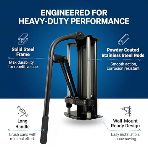 Wall Mounted Aluminum Can Crusher Heavy Duty – Tin and Plastic Bottle Smasher for Recycling (12oz/16oz/24oz/32oz) - Image 3