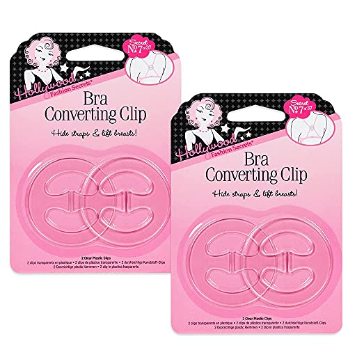 Image of Hollywood Fashion Secrets Bra Strap Clips to Make Racerback Clear, 2 Pairs