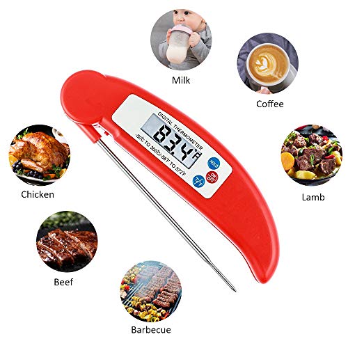 DECDEAL Termômetro de leitura instantânea de carne para uso doméstico, cozinha, portátil, dobrável,