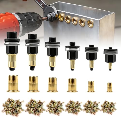 186 Pièces Écrous à Tête de Rivet à Main Outil Manuel à Sertir les Écrous Insert Fileté Ensemble M3 M4 M5 M6 M8 M10