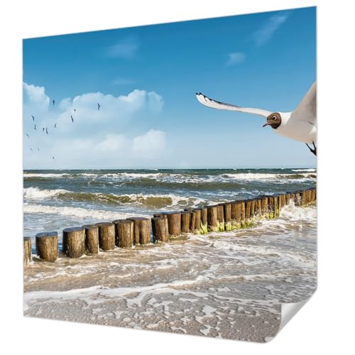 Tulup Revestimiento Adhesivo 250x250 cm Autoadhesivo Moderna Decoración de Pared Fotográfico para Dormitorio, Sala de Estar e Recibidor Resistente a las Manchas - paisaje costero