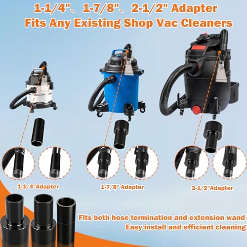 Image of Universal Fit All Shop Vac Extractor Attachment Kit Wet /Dry Vacuums with 2-1 /2 inch, 1-7 /8 inch, 1-1 /4 inch Adapters for Carpet Cleaning, Upholstery & Auto Detailing (Small)