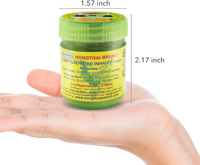 TWIN SWAN™ Hong Thai Traditional Compound Herbal Inhaler Refreshing Aroma For Dizziness & Nasal Relief | With Menthol, Camphor, Borneol & Eucalyptus Oil | 40 g (1)