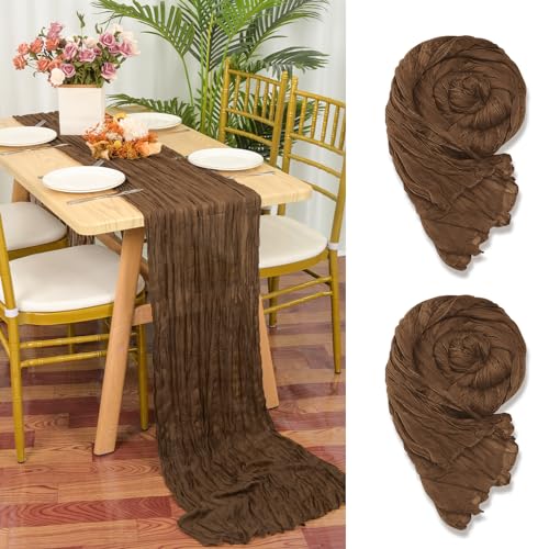YMHPRIDE 2 Stück Seihtuch Tischläufer Braun,90 x 300 cm Braun Rustikaler Gaze Stoff Boho Tischläufer Käsetuch Cheesecloth Tischläufer Hochzeit Tischdecke für Hochzeitsfeier Brautparty Tischdekoration YMHPRIDE 2 Stück Seihtuch Tischläufer Braun,90 x 300 cm Braun Rustikaler Gaze Stoff Boho Tischläufer Käsetuch Cheesecloth Tischläufer Hochzeit Tischdecke für Hochzeitsfeier Brautparty Tischdekoration