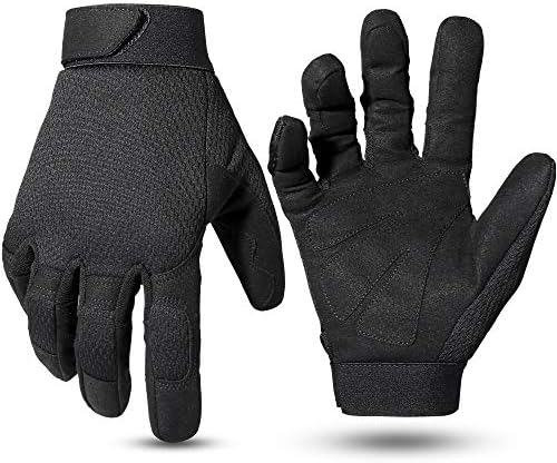 WPTCAL Tactical Airsoft Gloves Full Finger Paintball Mechanic Work Gloves for Driving Hunting Hiking Riding Camping Fishing Sports Black L