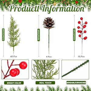 68 Pcs Christmas Pinecones Berry Pine Branch Set Artificial Floral Pinecones Stems Faux Pine Berries Branch Fake Holly Picks Ornament for DIY Craft Xmas Tree Garland Home Décor 68 Pcs Christmas Pinecones Berry Pine Branch Set Artificial Floral Pinecones Stems Faux Pine Berries Branch Fake Holly Picks Ornament for DIY Craft Xmas Tree Garland Home Decor