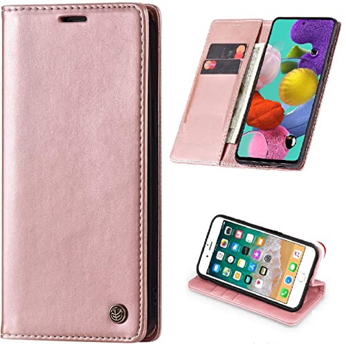 Image of ClickCase for vivo Y27 Sheepskin Series Faux Soft Leather Wallet Flip Case Kick Stand with Magnetic Closure Lightweight Slim Flip Cover for vivo Y27 (Rose Gold)