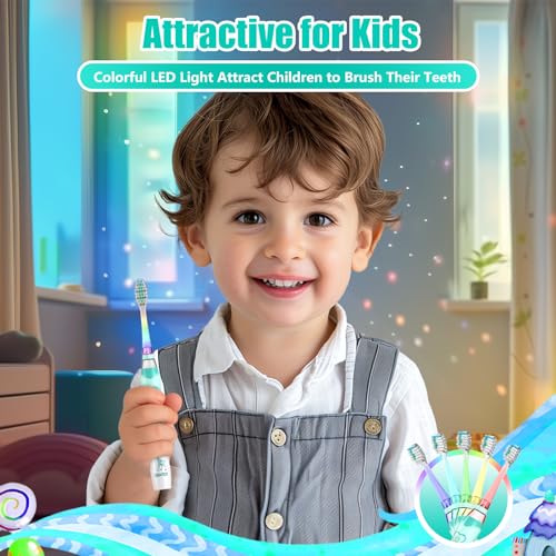 Escova de dentes elétrica infantil para crianças de 2 a 4 a 8 a 12 anos. Escova de dentes elétrica i