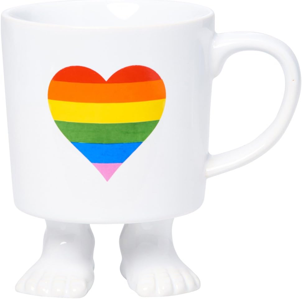 Rainbow Ceramic Footed Mug, White