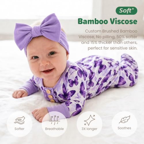 Image of Baby Newborn Knotted Gown, Soft Breathable Viscose from Bamboo for Infant Home Coming Outfit, Knotted Gown with Headband