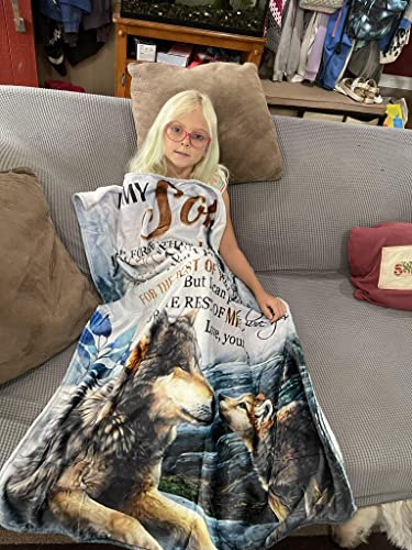 Yuboo To My Son‘s Gifts From Mom Blanket,Sublimation Fleece Wolf Blanket Throw For Sofa Couch Bed Decor,60''X50'' For Teens Kids And Adults #TOP6